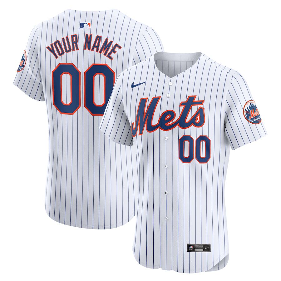 Men New York Mets Nike White Home Elite Custom MLB Jersey